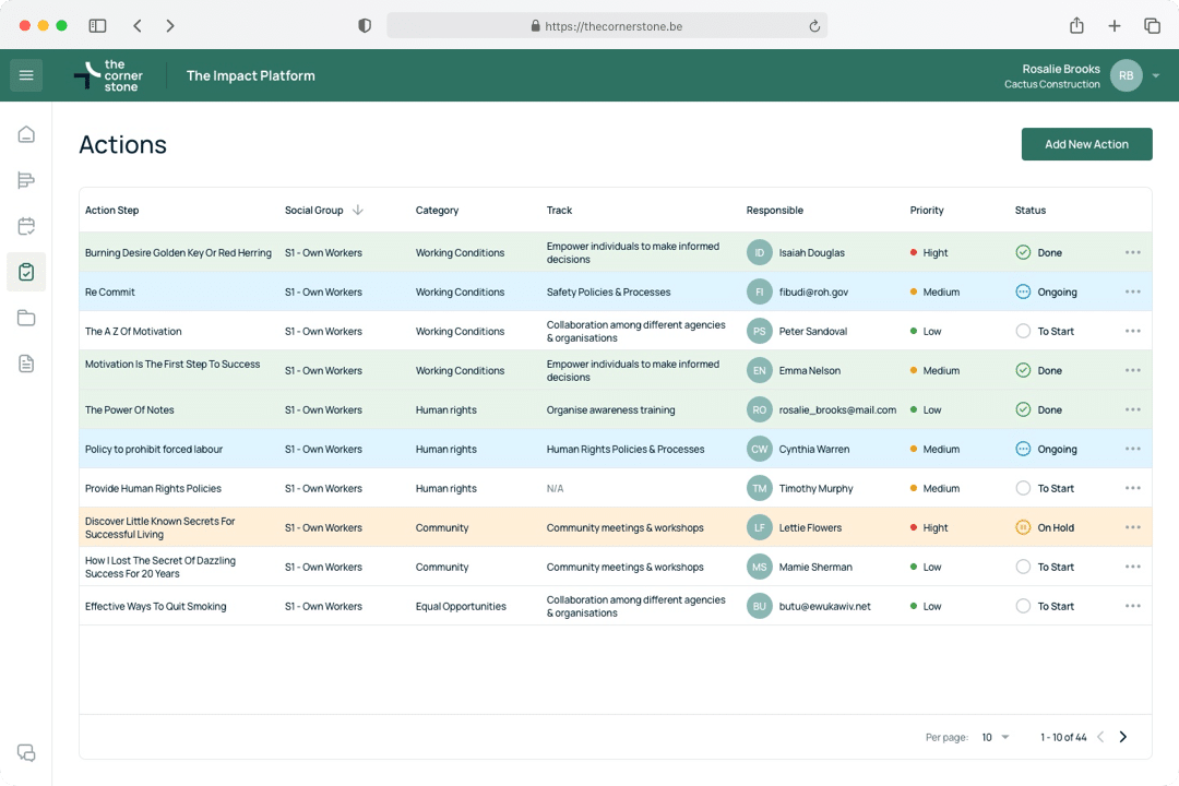 cornestone app actions