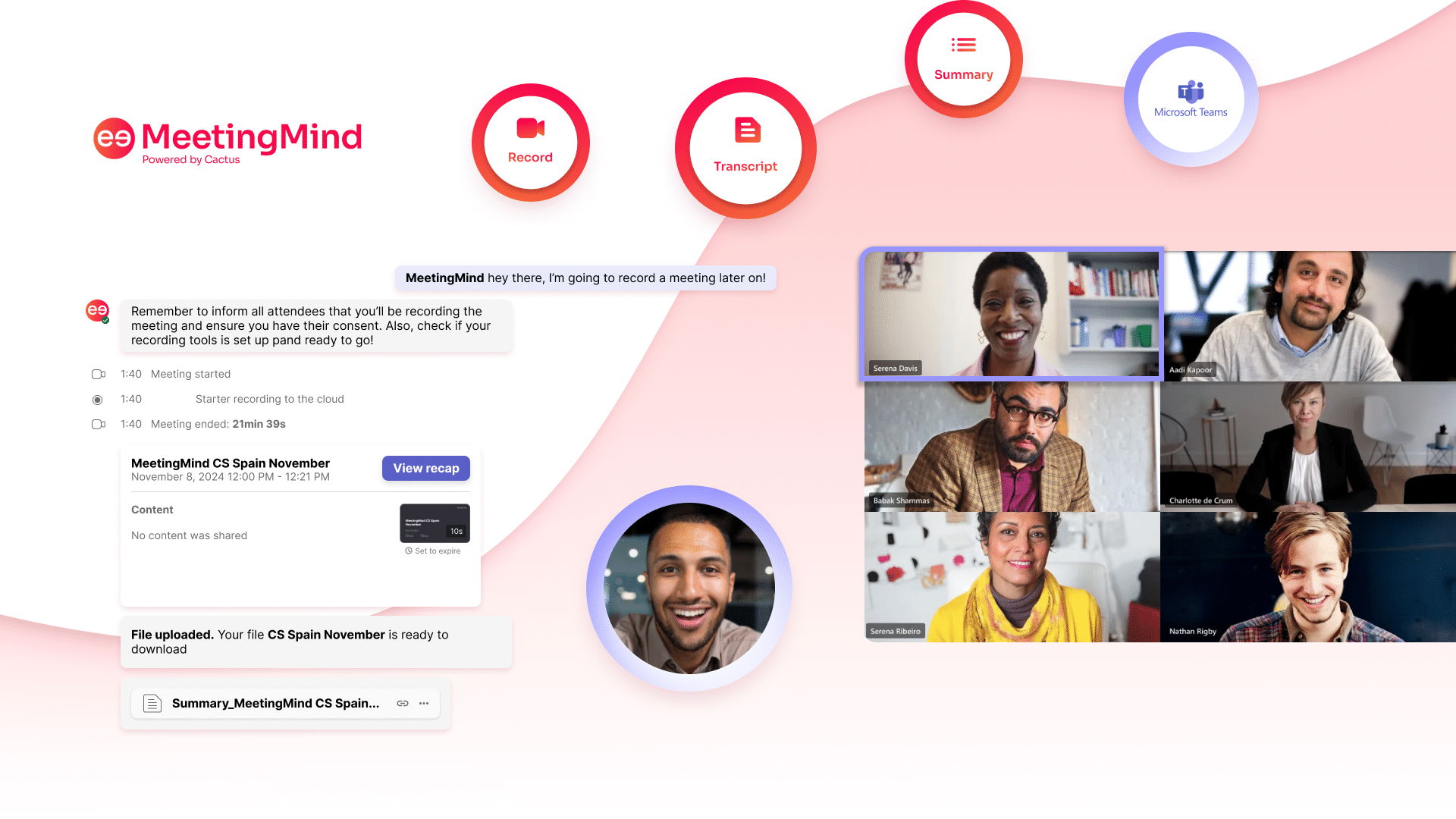 Recording and transcribing a meetings with MeetingMind