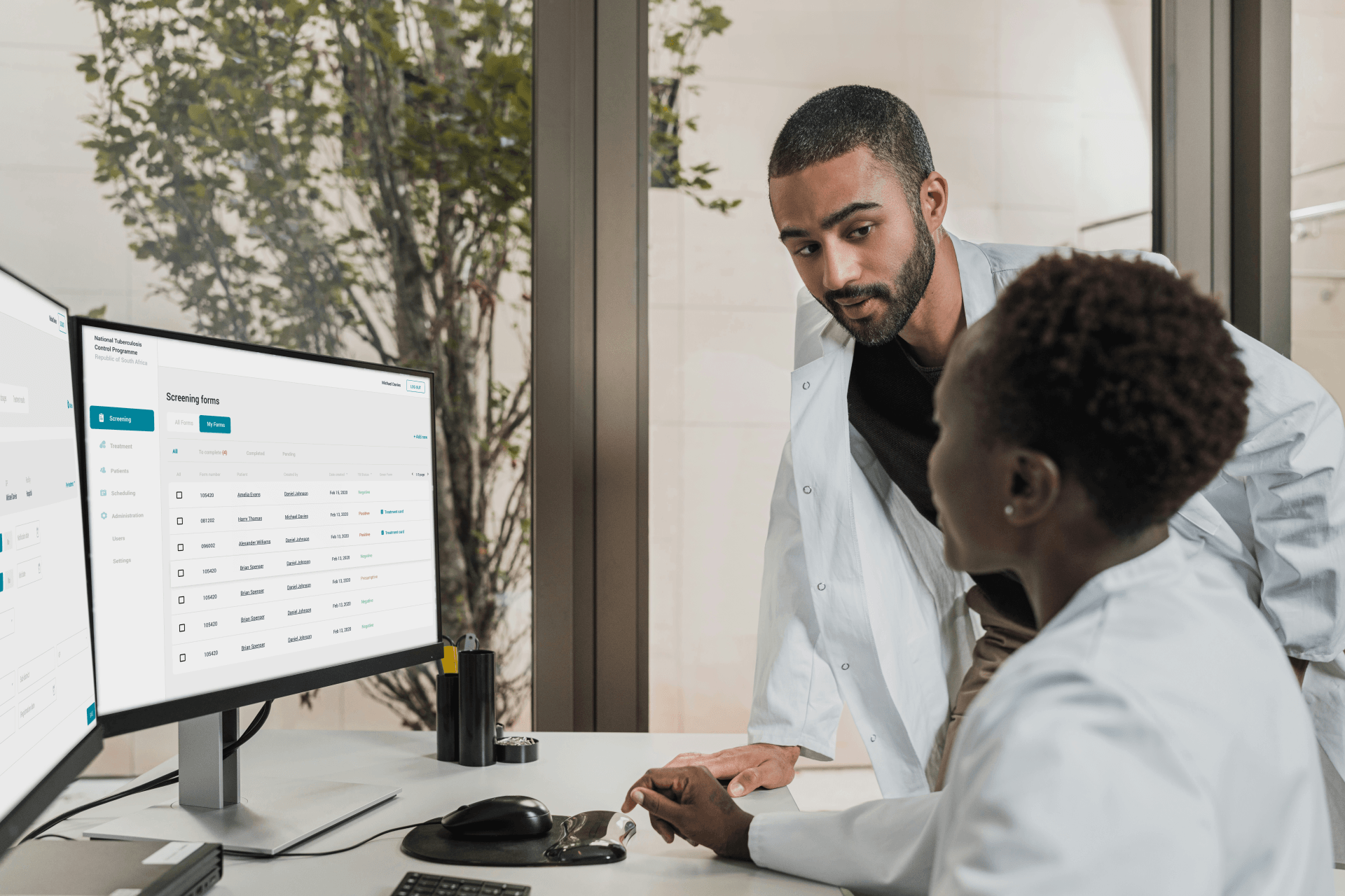 Epcon Tuberculosis Screening Modeling forms computer interface mockup