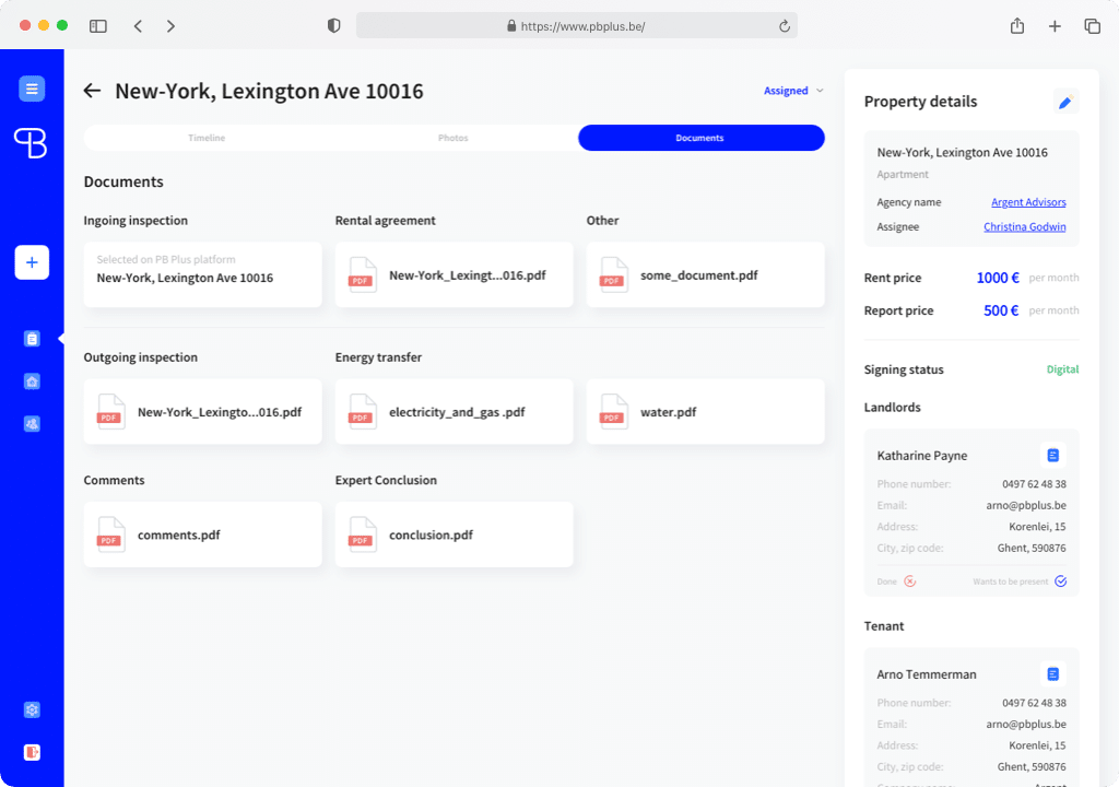 Web Interface Documents Screen
